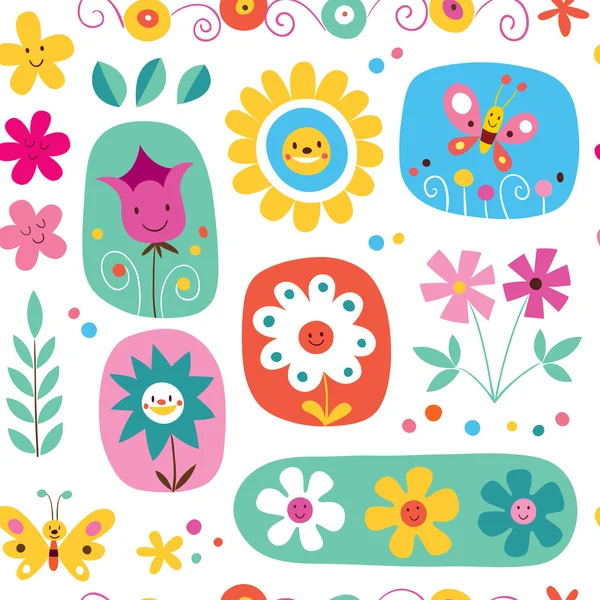 Cute flowers seamless pattern — Stock Vector