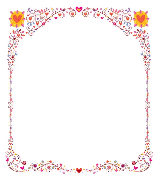 Cadre floral avec coeurs — Image vectorielle