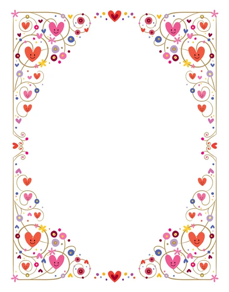 Cadre décoratif mignon coeurs — Image vectorielle