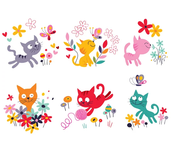 Cute kittens set — Stock Vector