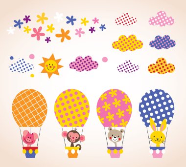 Sevimli hayvanlar sıcak hava balonlar