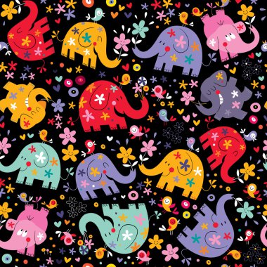 Filler, kuşlar ve çiçekler desen