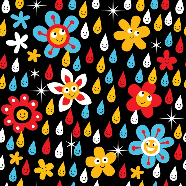 Fleurs en motif de pluie — Image vectorielle