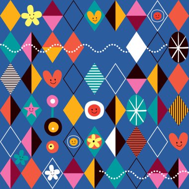 Retro tarzı eğlenceli çizgi film desen