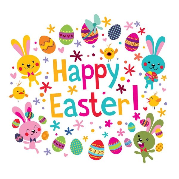 Cute Happy Easter greeting card — Stock Vector