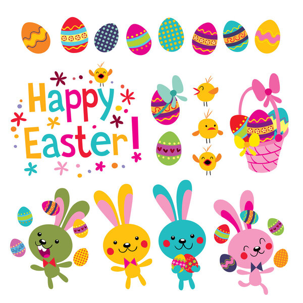 Happy Easter design elements set