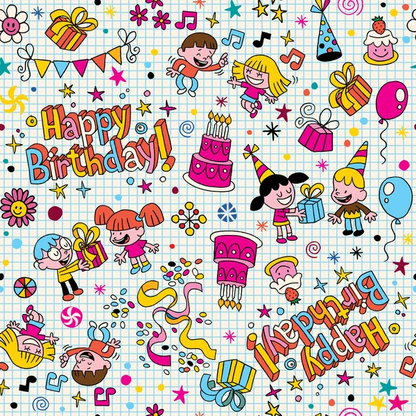 Happy Birthday kids party pattern — Stock Vector