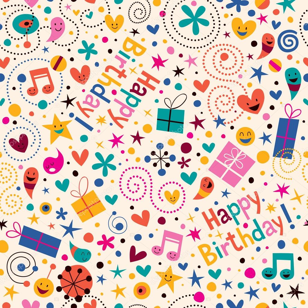 Happy birthday wrapping paper seamless pattern Stock Vector