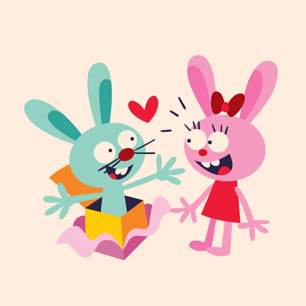 Bunnies in love — Stock Vector