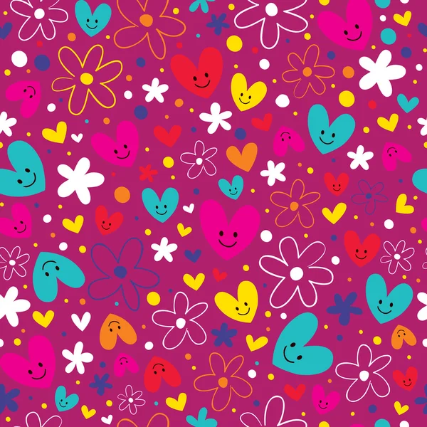 Hearts & flowers pattern — Stock Vector