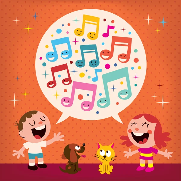 Kids singing — Stock Vector