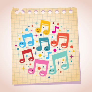 Mutlu müzik notlar not kağıdı