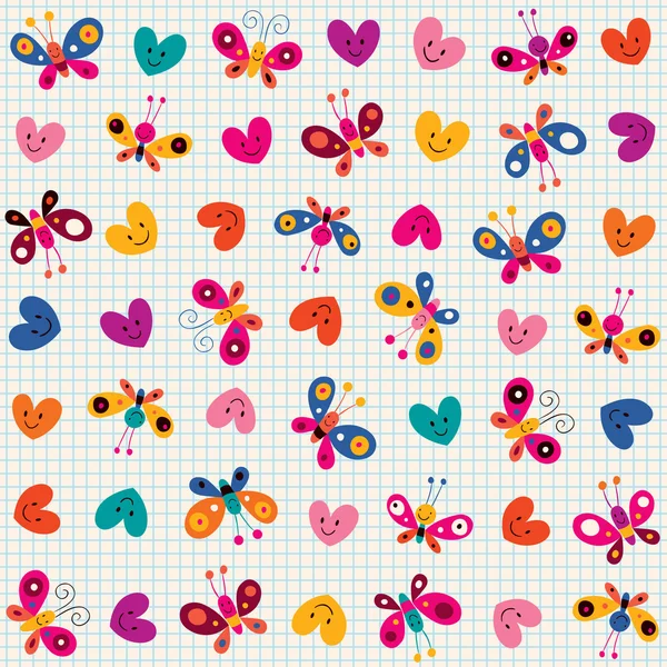 Fjärilar & hjärtan mönster — Stock vektor