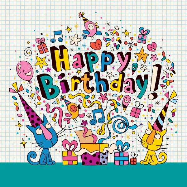 Tarjeta de cumpleaños feliz — Vector de stock