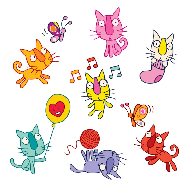 Ensemble de chatons mignons — Image vectorielle