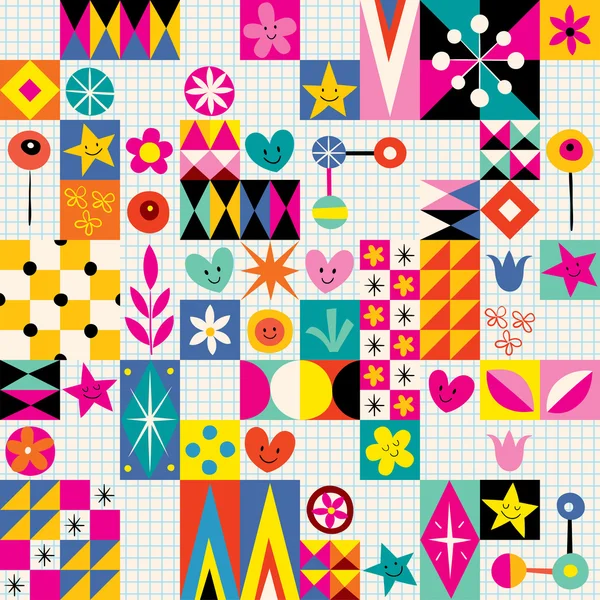 Retro style fun pattern — Stock Vector