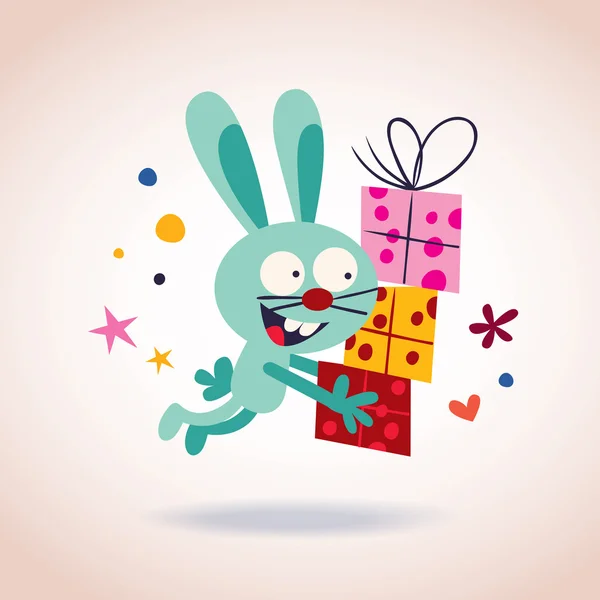 Bunny met presenteert — Stockvector