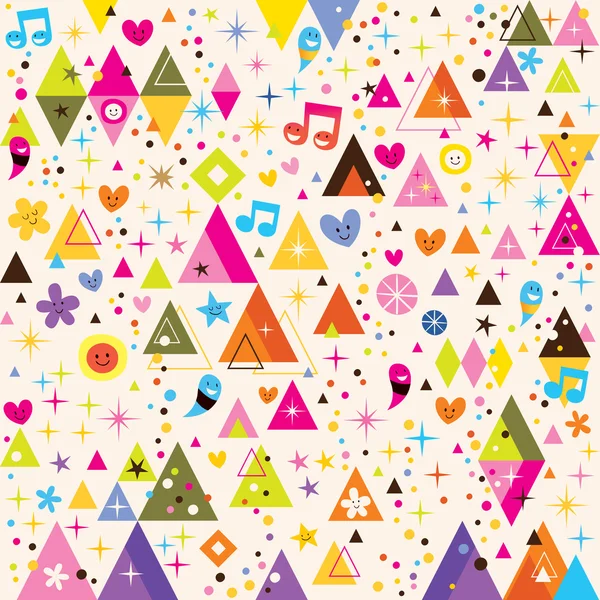 Fun triangles funky cartoon pattern — Stock Vector