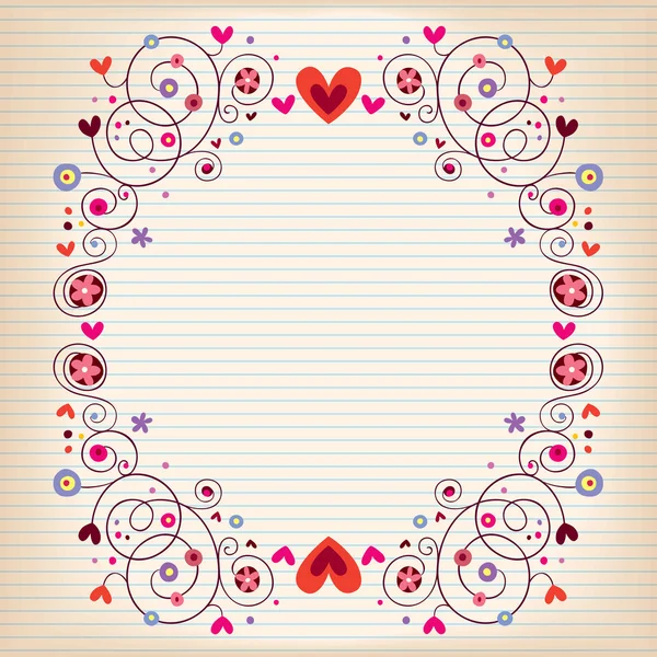 Hearts and flowers frame — Stock Vector