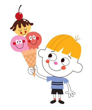 Küçük çocuk dondurma yiyor.