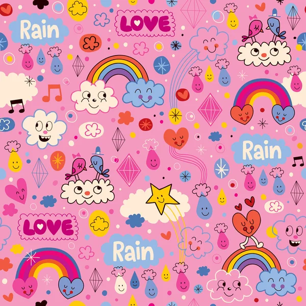 Bulutlar gökkuşakları aşk kalp desenleri