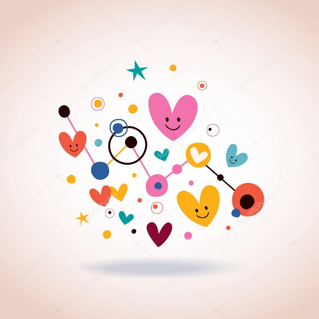 Abstract art illustration with cute hearts