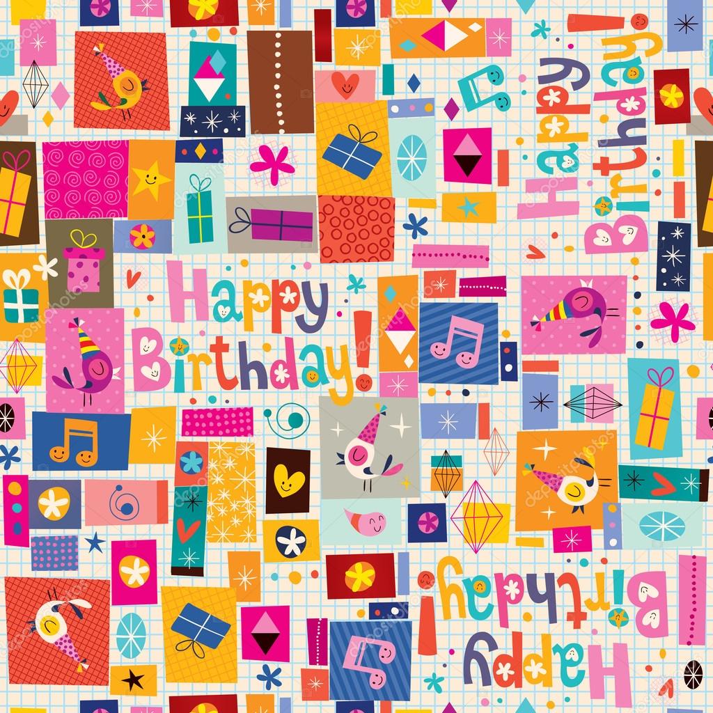Happy birthday wrapping paper seamless pattern Stock Vector