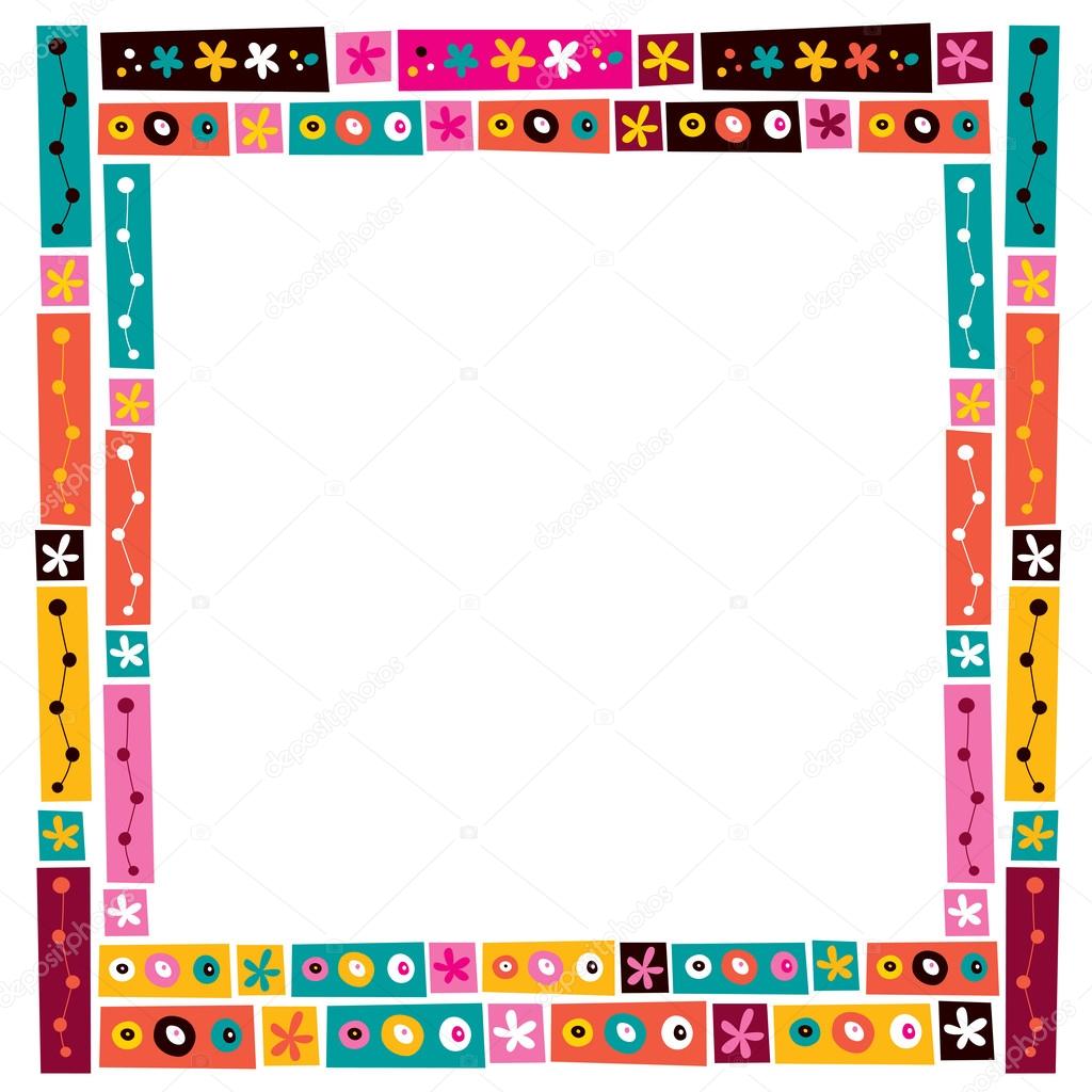 Flowers collage decorative frame border