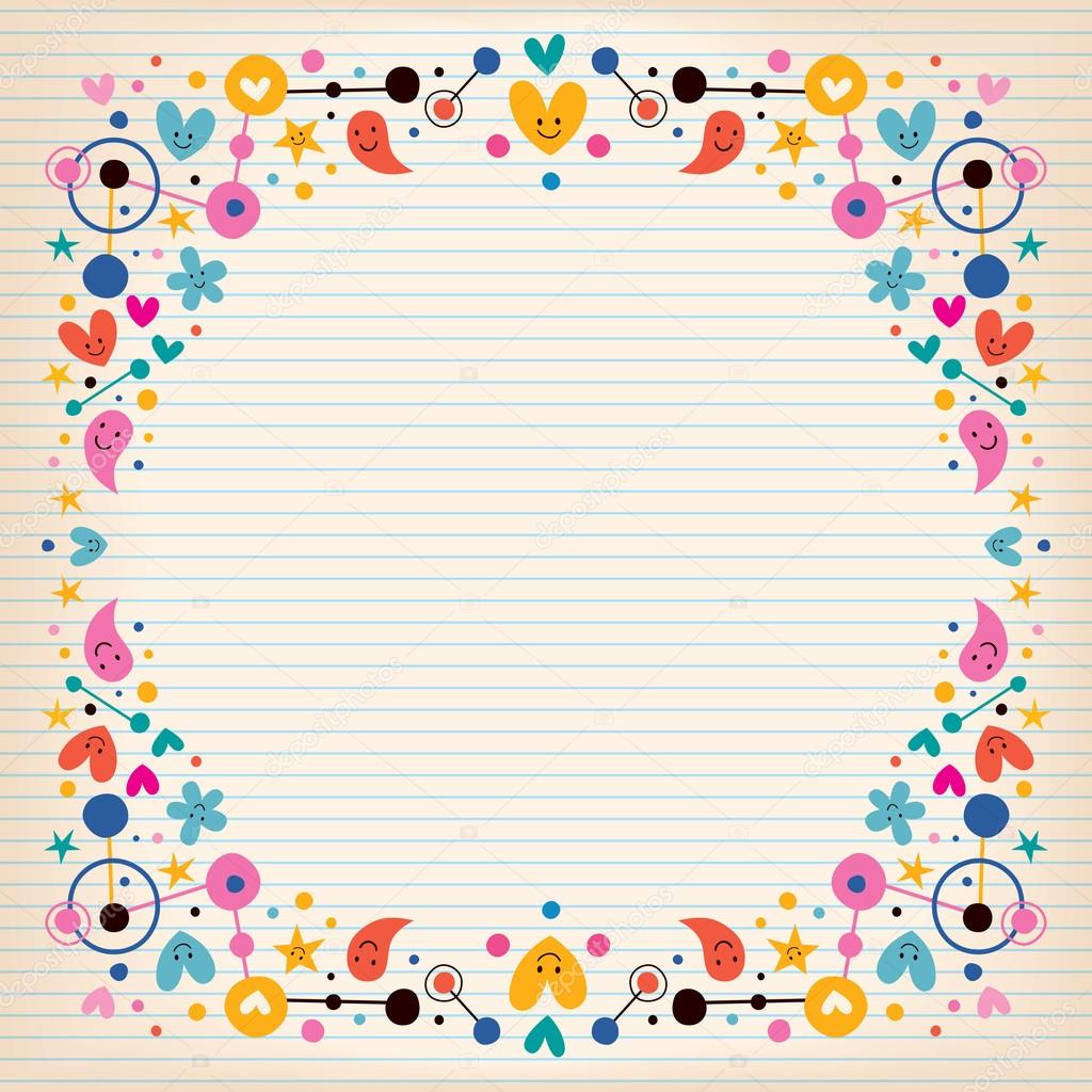 Hearts, dots, flowers and stars frame