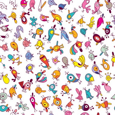 Sevimli çizgi kuşlar set