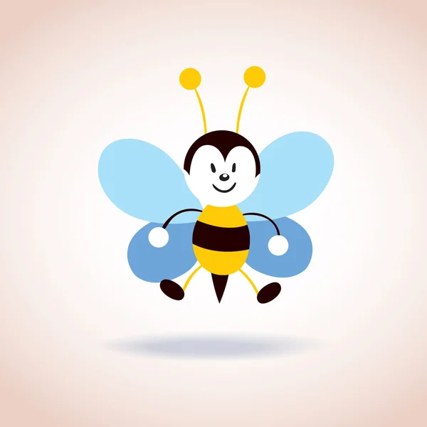 Linda mascota de abeja personaje de dibujos animados — Archivo Imágenes Vectoriales