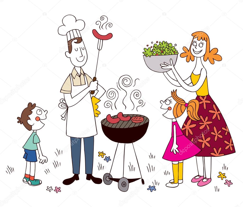 Barbecue En Famille — Image Vectorielle Aliasching © 58828435