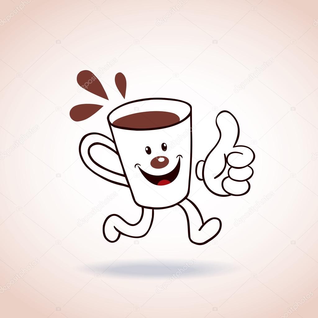 Cartoon coffee cup mascot character
