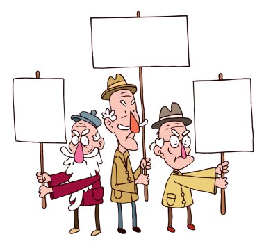 Üç yaşlı adam protesto