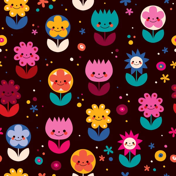 Joyeux motif de fleurs — Image vectorielle