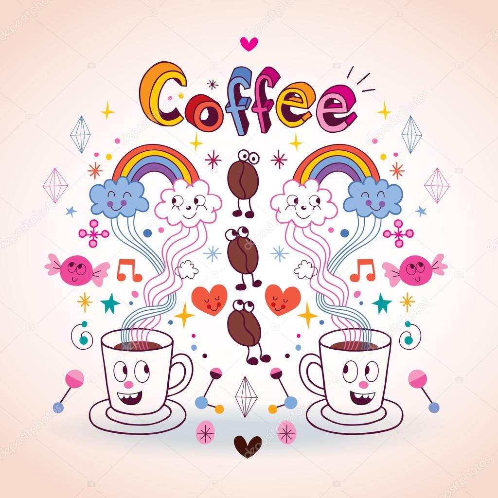 Coffee fun cartoon illustration