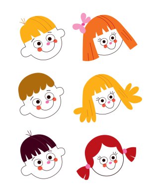 çocukların yüzleri seti