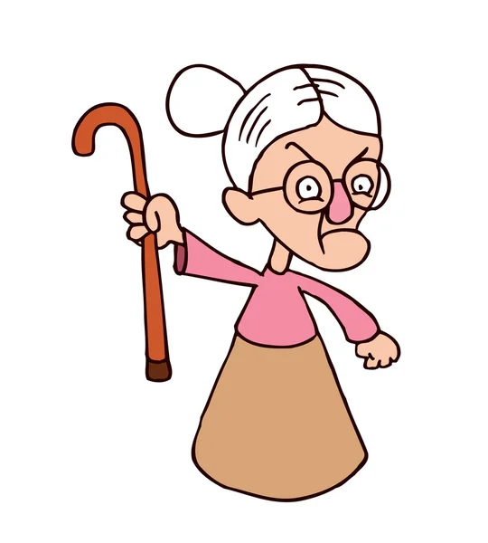 Angry grandmother character — Stock Vector