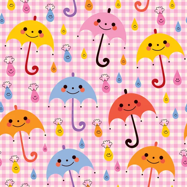 Cute umbrellas rain pattern — Stock Vector