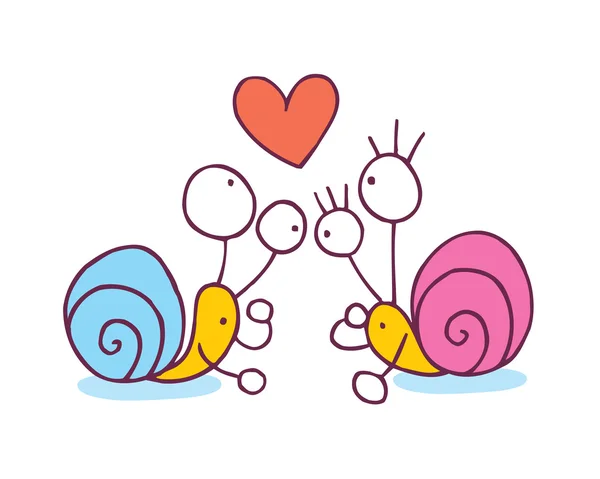 蜗牛在爱卡通插图 — 图库矢量图片