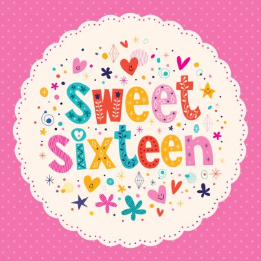 Sweet Sixteen card clipart