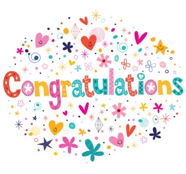 Congratulations typography lettering text card clipart