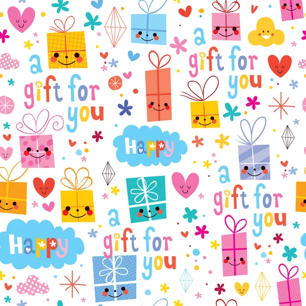 Gift wrapping cartoon seamless pattern — Stock Vector