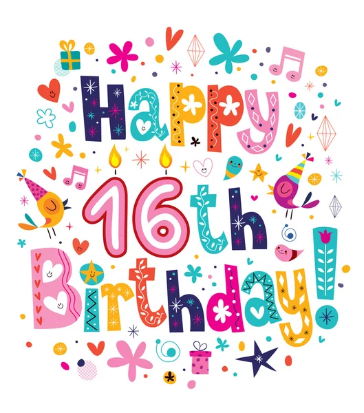 Happy 16th Birthday card — Stock Vector