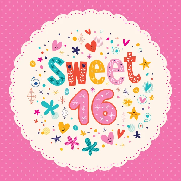 Sweet Sixteen kartı — Stok Vektör