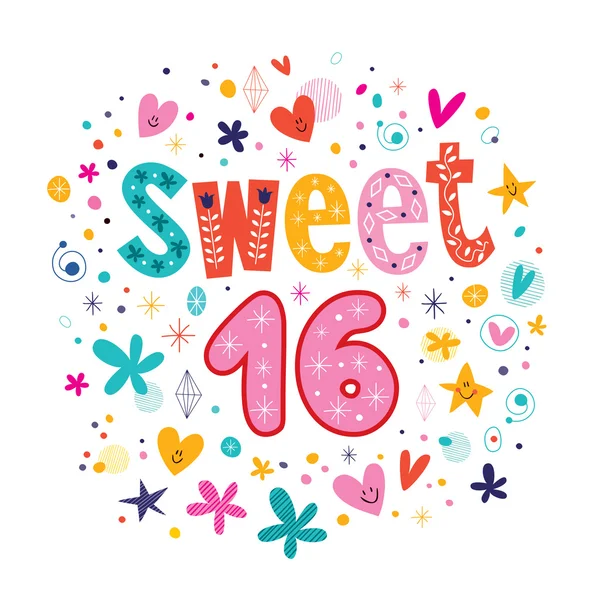 Sweet Sixteen kartı — Stok Vektör