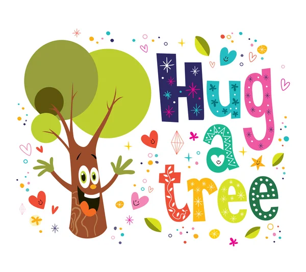 Abbracciare un albero illustrazione — Vettoriale Stock