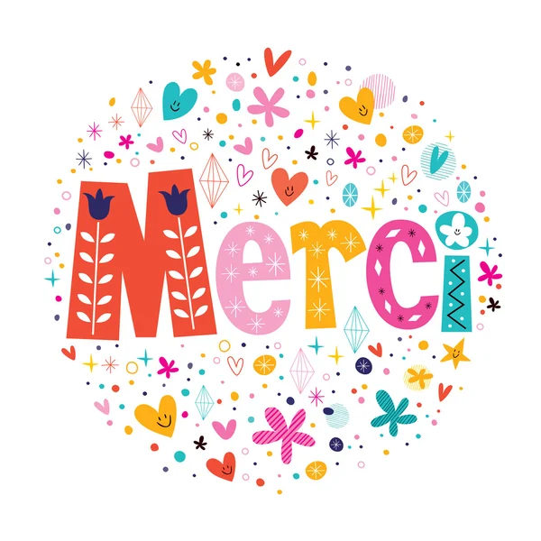 Merci ありがとうカード — ストックベクタ