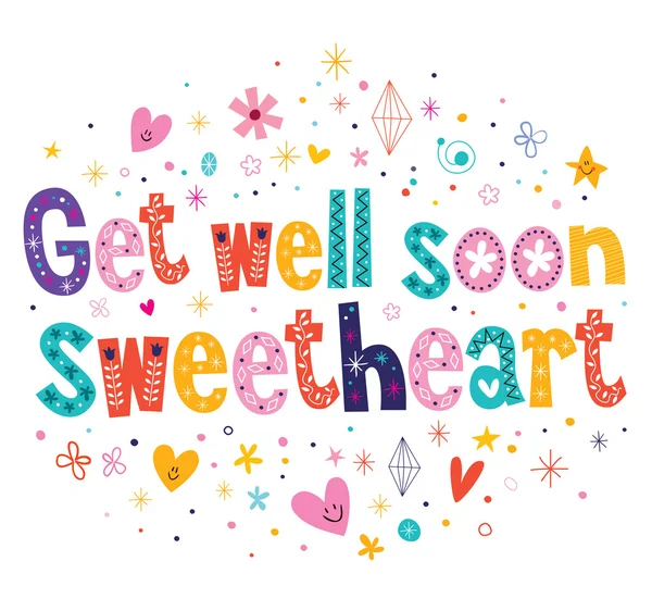 Get well soon sweetheart card — Stock Vector