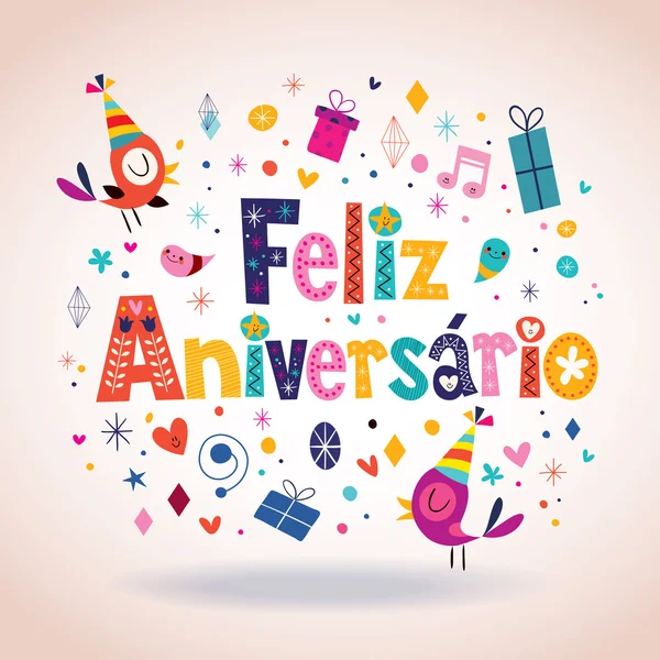 Carte Feliz Aniversario — Image vectorielle